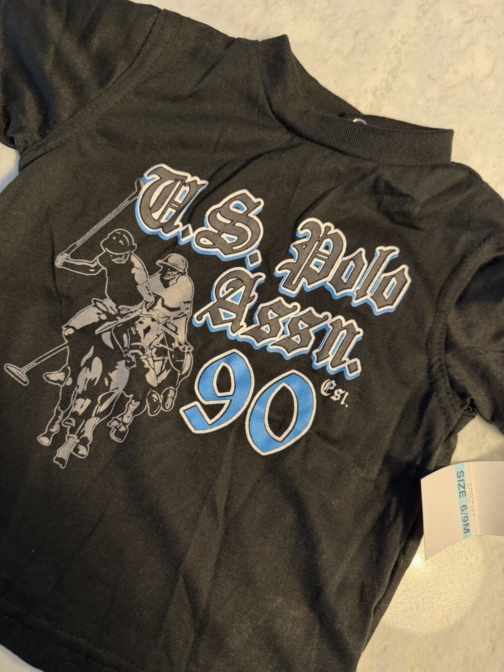 US Polo Assn T-Shirt Baby 6/9 Months Short Sleeve EUC Black